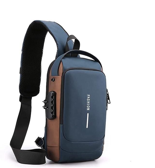 Smart Sling Bag- Waterproof Leather Crossbody with Lock & USB Charger